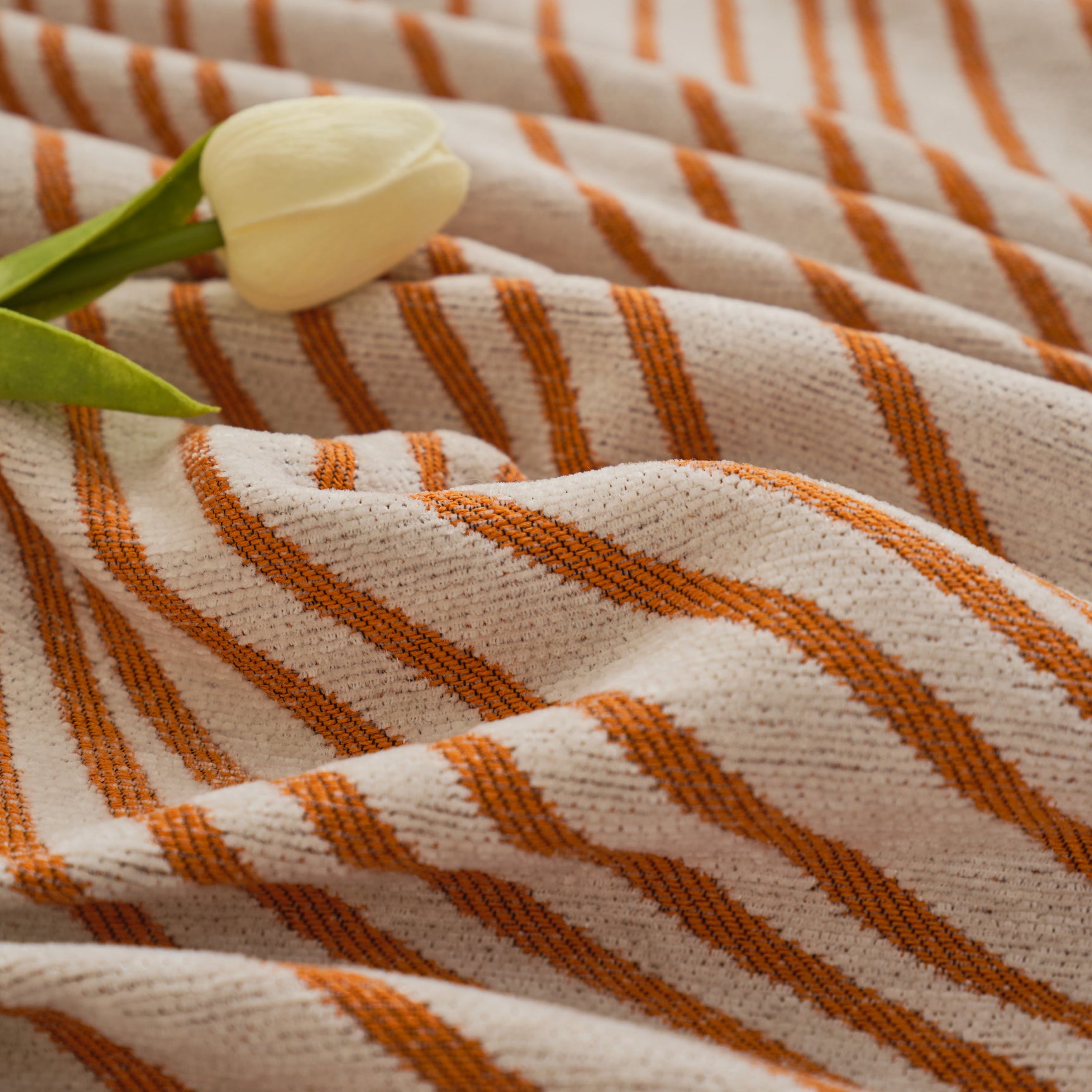 Chenille Striped Sofa Throw Blanket, Furniture Throw Covers Living Room Couch Cover - Ornate Home