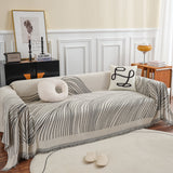 Chenille Striped Sofa Throw Blanket, Furniture Throw Covers Living Room Couch Cover - Ornate Home