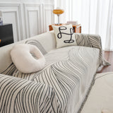 Chenille Striped Sofa Throw Blanket, Furniture Throw Covers Living Room Couch Cover - Ornate Home