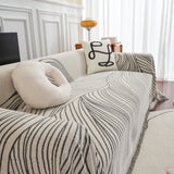 Chenille Striped Sofa Throw Blanket, Furniture Throw Covers Living Room Couch Cover - Ornate Home