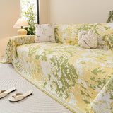 Chenille Throw Blanket Sofa Cover, Abstract Watercolor Couch Cover with Tassel Fringe - Ornate Home
