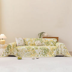 Chenille Throw Blanket Sofa Cover, Abstract Watercolor Couch Cover with Tassel Fringe - Ornate Home