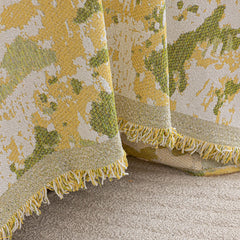 Chenille Throw Blanket Sofa Cover, Abstract Watercolor Couch Cover with Tassel Fringe - Ornate Home