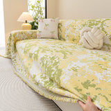 Chenille Throw Blanket Sofa Cover, Abstract Watercolor Couch Cover with Tassel Fringe - Ornate Home