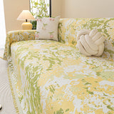 Chenille Throw Blanket Sofa Cover, Abstract Watercolor Couch Cover with Tassel Fringe - Ornate Home