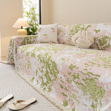 Chenille Throw Blanket Sofa Cover, Abstract Watercolor Couch Cover with Tassel Fringe - Ornate Home