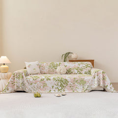Chenille Throw Blanket Sofa Cover, Abstract Watercolor Couch Cover with Tassel Fringe - Ornate Home