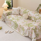 Chenille Throw Blanket Sofa Cover, Abstract Watercolor Couch Cover with Tassel Fringe - Ornate Home