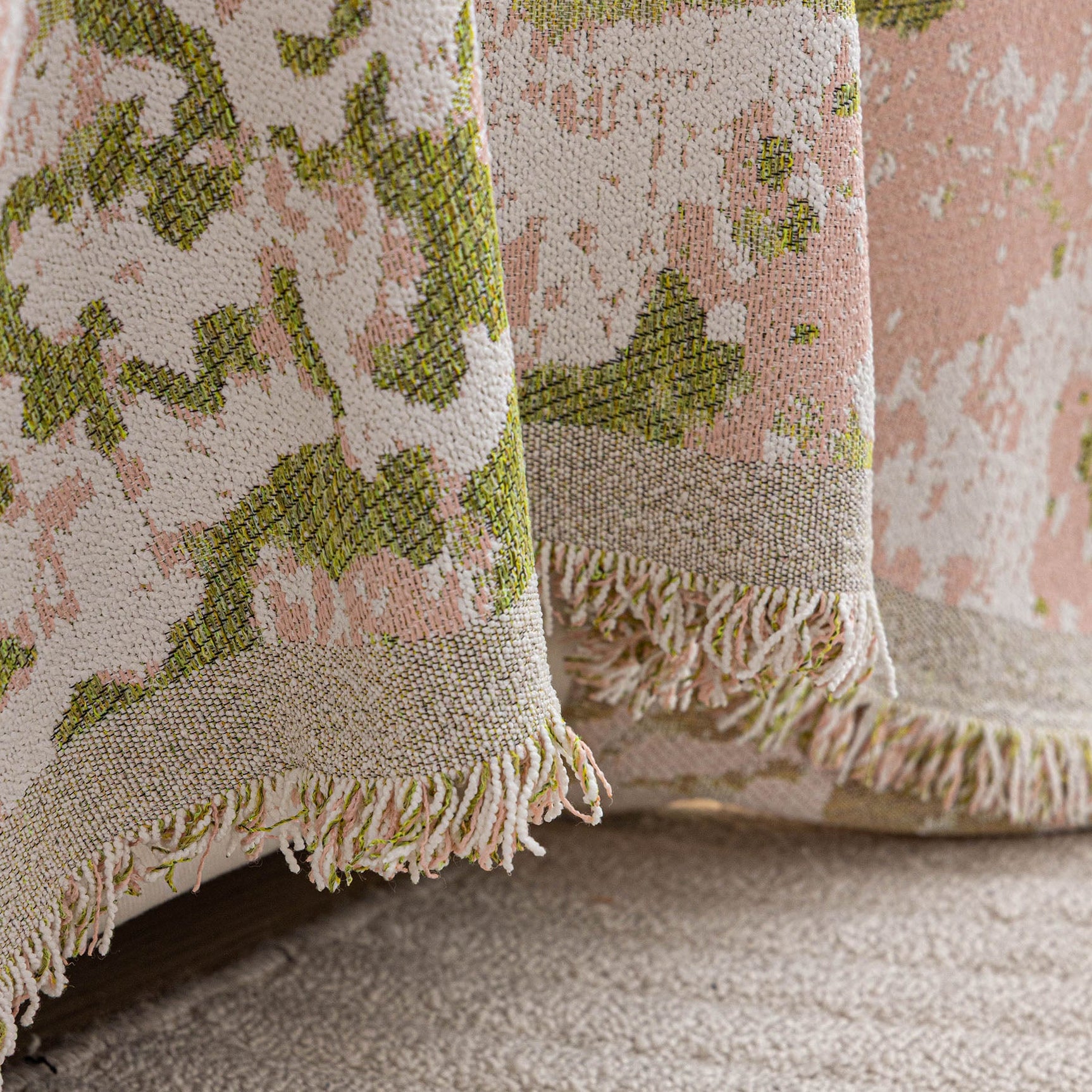 Chenille Throw Blanket Sofa Cover, Abstract Watercolor Couch Cover with Tassel Fringe - Ornate Home