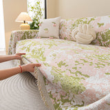 Chenille Throw Blanket Sofa Cover, Abstract Watercolor Couch Cover with Tassel Fringe - Ornate Home