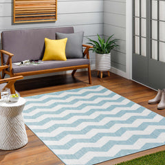 Cheri Thatch Light Blue Outdoor Carpet Area Rug - Clearance - Ornate Home