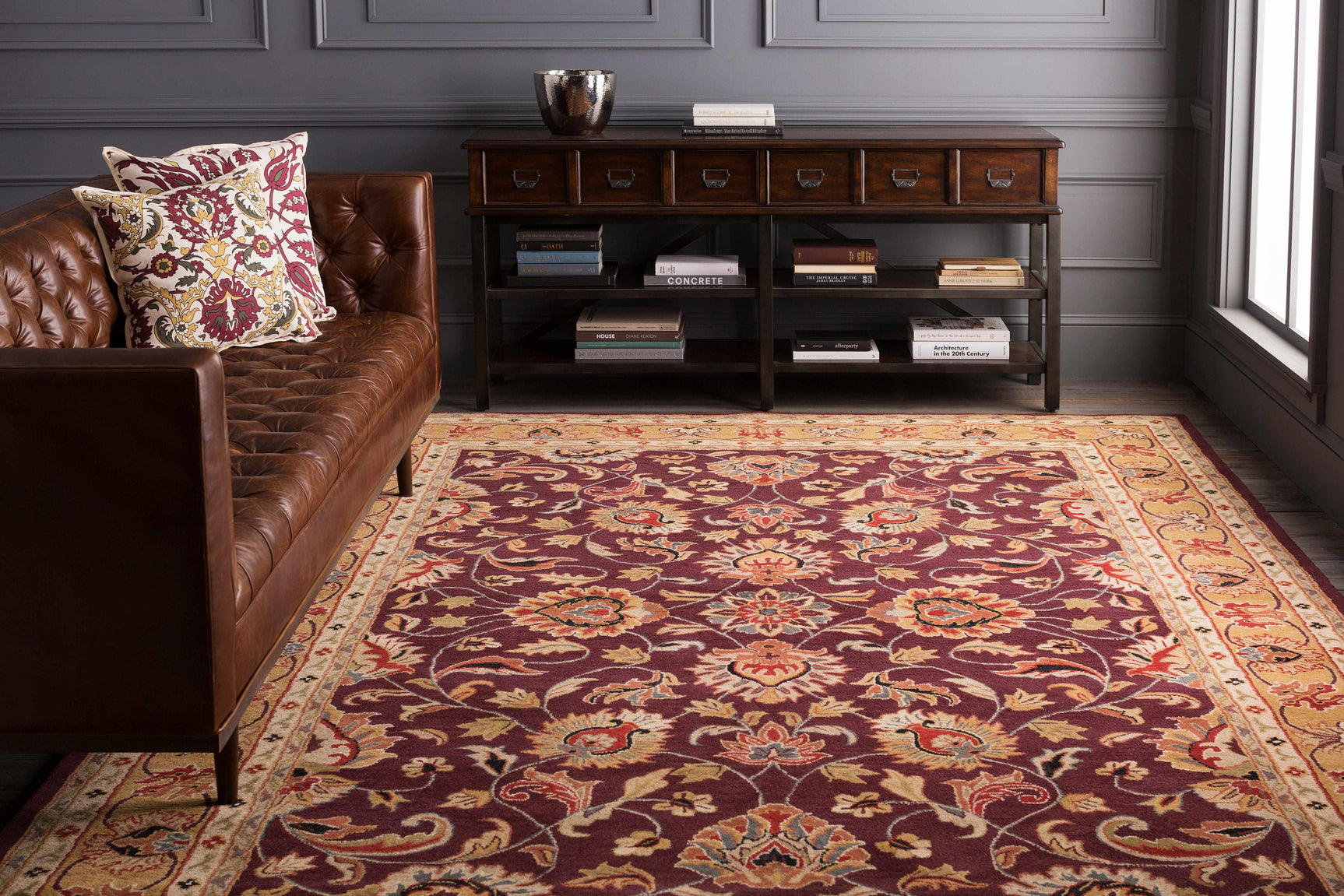 Cherryfield Burgundy 1024 Wool Area Rug - Ornate Home