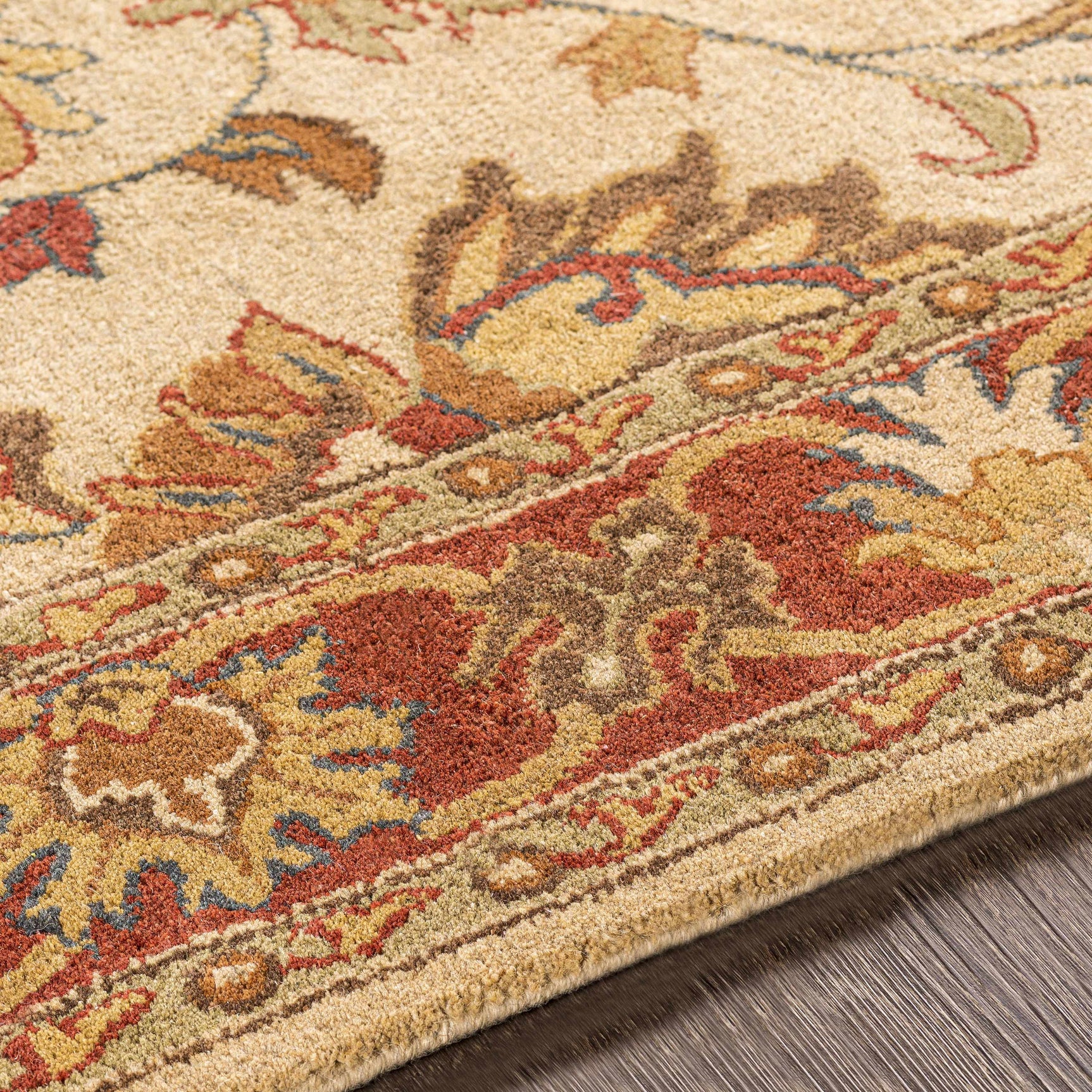 Cherryfield Hand Tufted Brown & Rust 1001 Wool Rug - Ornate Home