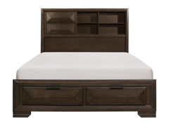 Chesky Espresso Eastern King Platform Bed with FB Storage & Bookcase HB - Ornate Home