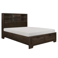 Chesky Espresso Eastern King Platform Bed with FB Storage & Bookcase HB - Ornate Home