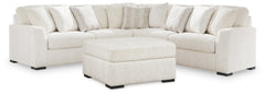 Chessington Ivory 3-Piece Sectional and Ottoman - Ornate Home