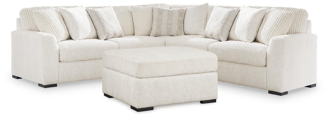 Chessington Ivory 3-Piece Sectional and Ottoman - Ornate Home