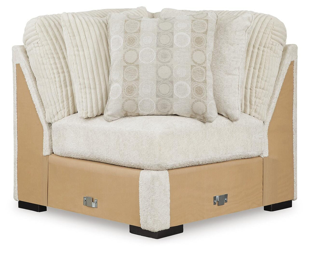 Chessington Ivory 3-Piece Sectional and Ottoman - Ornate Home