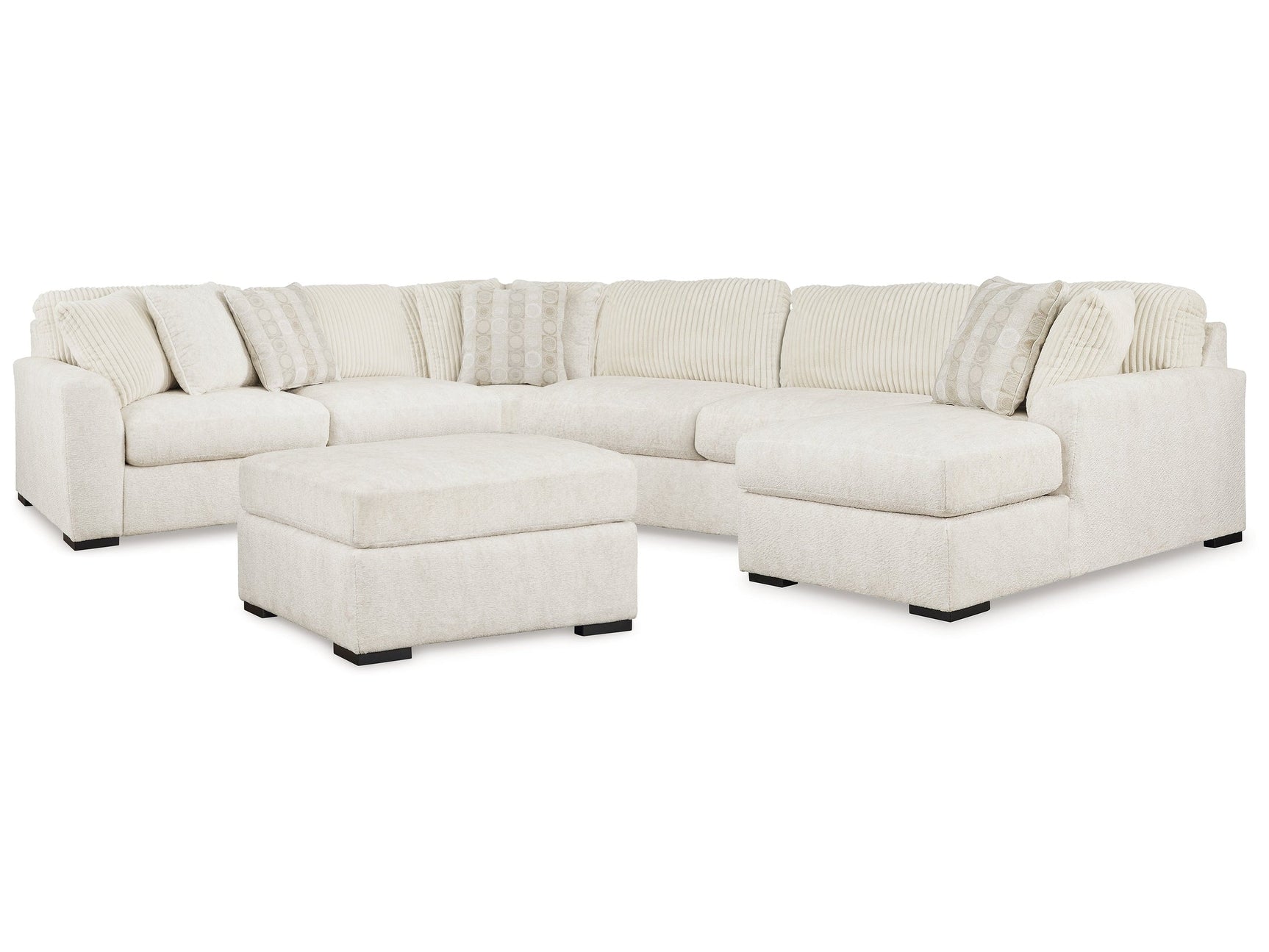 Chessington Ivory 4-Piece Sectional and Oversized Accent Ottoman (Online Special Price) - Ornate Home