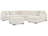 Chessington Ivory 4-Piece Sectional and Oversized Accent Ottoman - Ornate Home