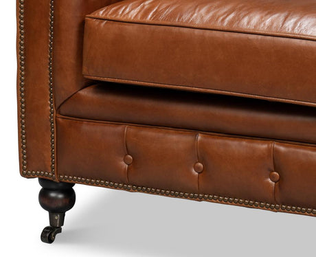 Chesterfield Brown Castered Sofa - Ornate Home