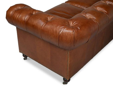 Chesterfield Brown Castered Sofa - Ornate Home