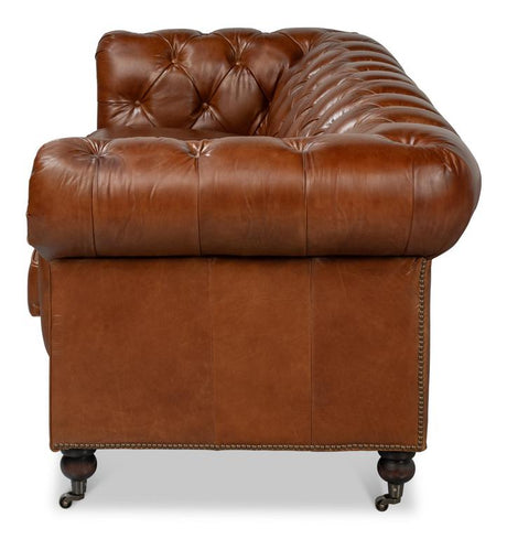 Chesterfield Brown Castered Sofa - Ornate Home