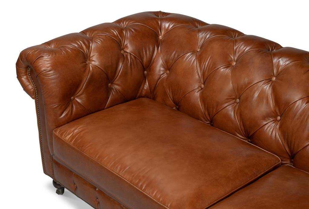 Chesterfield Brown Castered Sofa - Ornate Home