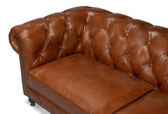 Chesterfield Brown Castered Sofa - Ornate Home