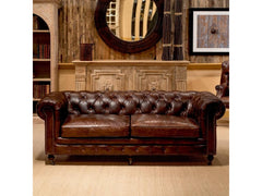 Chesterfield Brown Castered Sofa - Ornate Home