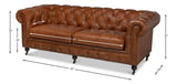 Chesterfield Brown Castered Sofa - Ornate Home