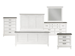 Chesterton Antique White/Dark Brown 5-Piece Queen Bedroom Set - Ornate Home