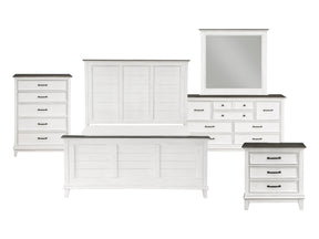 Chesterton Antique White/Dark Brown 5-Piece Queen Bedroom Set - Ornate Home