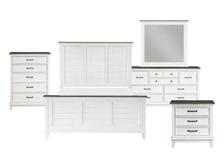 Chesterton Antique White/Dark Brown 5-Piece Queen Bedroom Set - Ornate Home