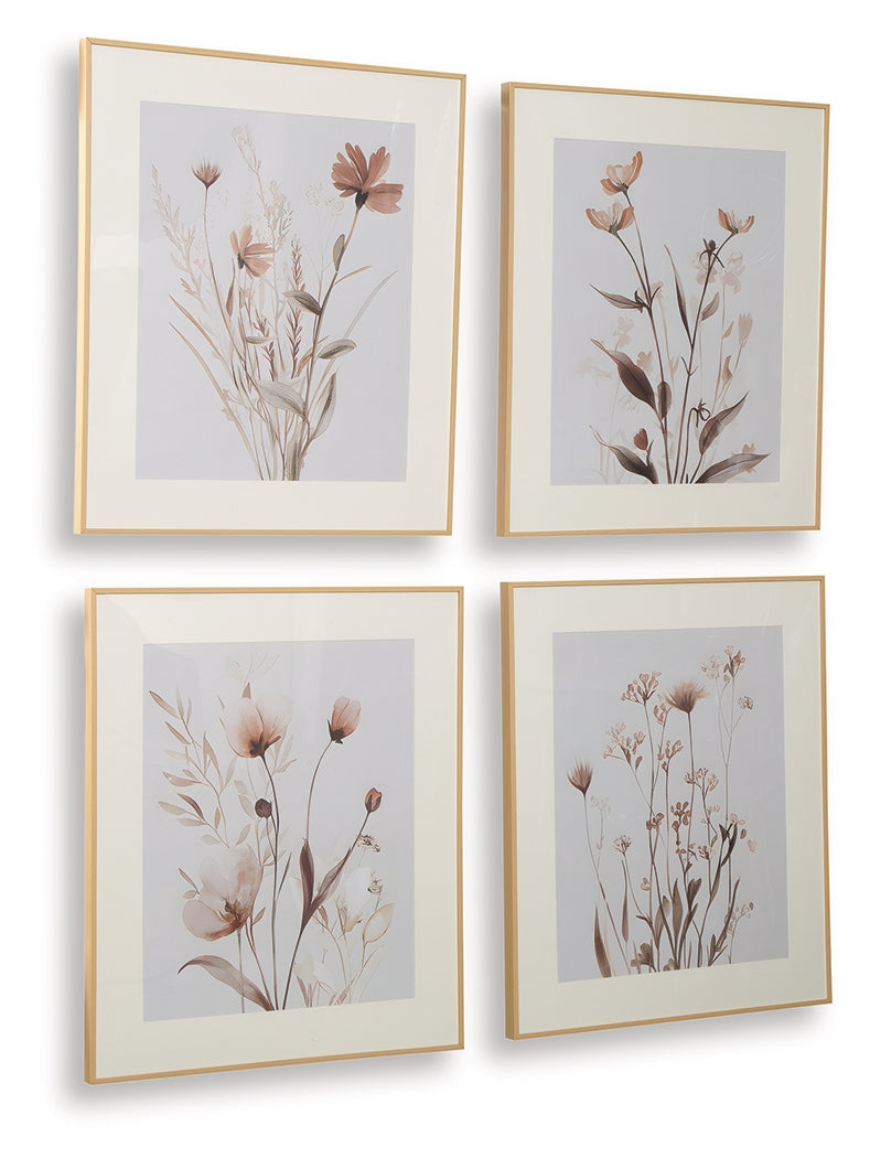 Chettings Beige/Gray/Blush Wall Art Set (Set of 4) (Online Special Price) - Ornate Home