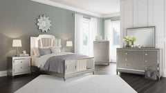 Chevanna Platinum Queen Upholstered Panel Bed - Ornate Home