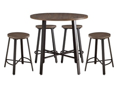 Chevre Burnished Brown / Gray 5-piece Dinig Table Set - Ornate Home