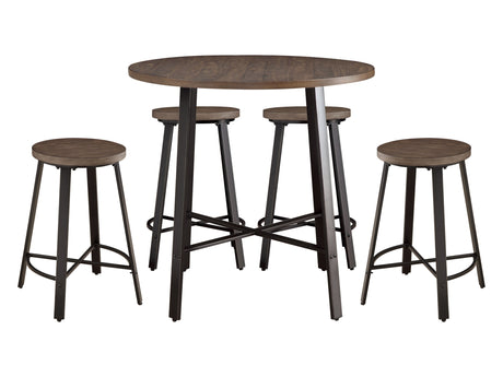 Chevre Burnished Brown / Gray 5-piece Dinig Table Set - Ornate Home