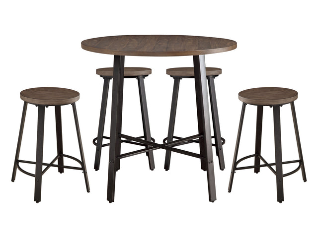 Chevre Burnished Brown / Gray 5-piece Dinig Table Set - Ornate Home