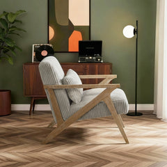 Chevron Beige Accent Chair - Ornate Home