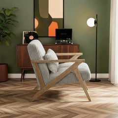 Chevron Beige Accent Chair - Ornate Home