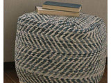 Chevron Blue Pouf (Online Special Price) - Ornate Home