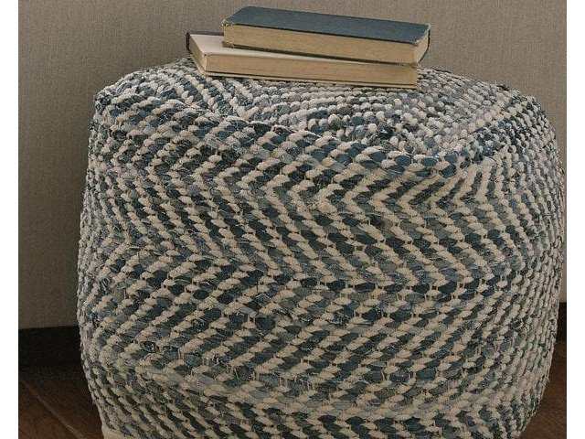 Chevron Blue Pouf (Online Special Price) - Ornate Home
