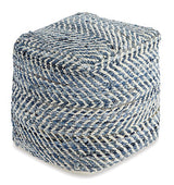 Chevron Blue Pouf (Online Special Price) - Ornate Home