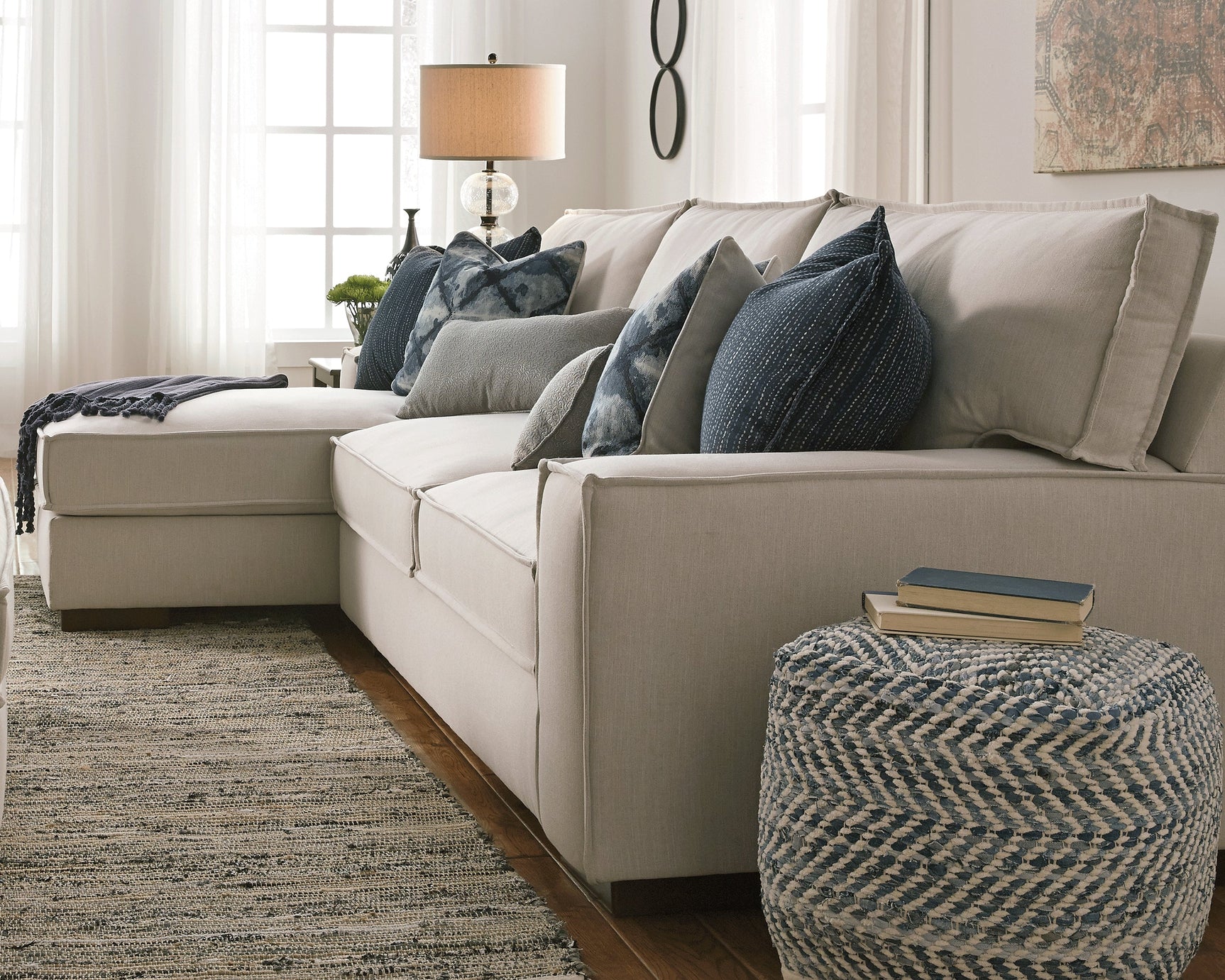 Chevron Blue Pouf (Online Special Price) - Ornate Home