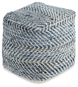 Chevron Blue Pouf (Online Special Price) - Ornate Home