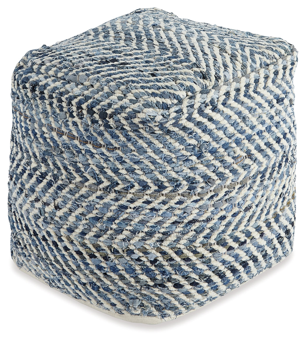 Chevron Blue Pouf (Online Special Price) - Ornate Home