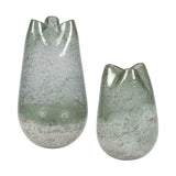 Chianti Blue/Green Seeded Glass Vases (Set of 2) - Ornate Home