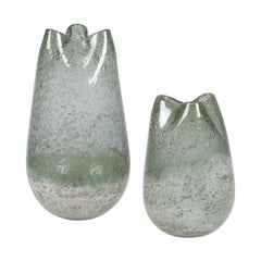 Chianti Blue/Green Seeded Glass Vases (Set of 2) - Ornate Home