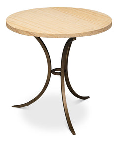 Chichester Brown Oak Wood/Metal Round Side Table - Ornate Home